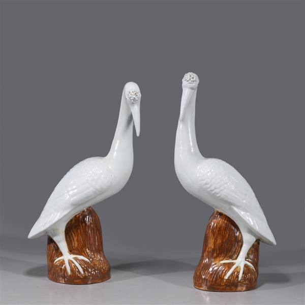 Pair of Chinese porcelain cranes;