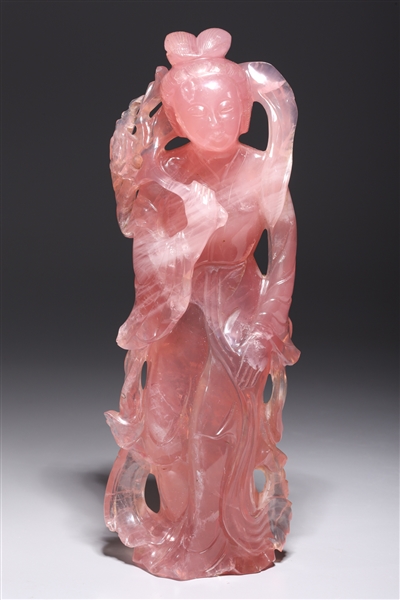 Chinese carved rose quartz statue 2ac20c