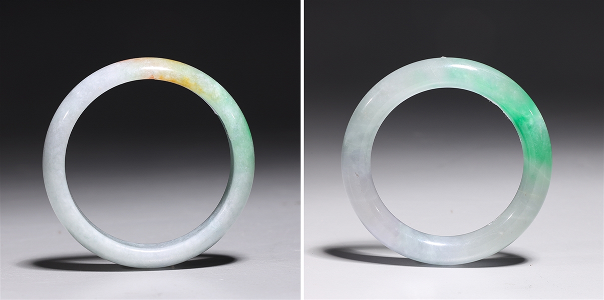 Two Chinese jade bracelets of various