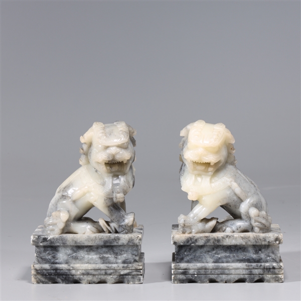 Pair of Chinese hardstone foo lions  2ac218