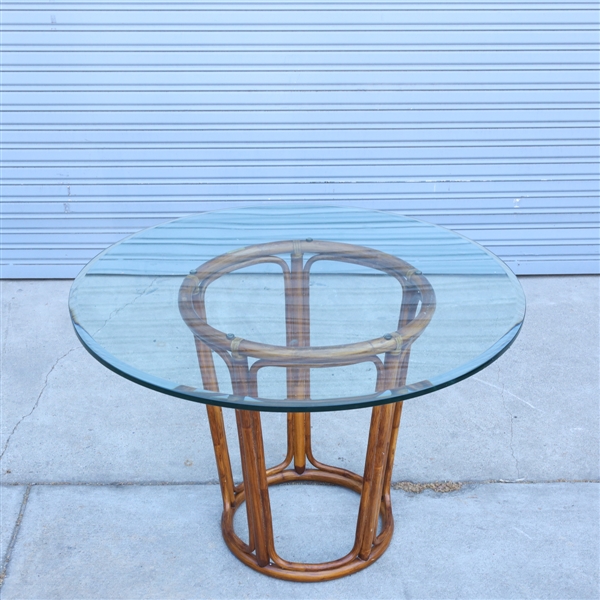 Table by McGuire with plaque beveled