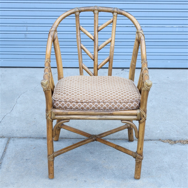 Bamboo tan chair with tan cushion  2ac237