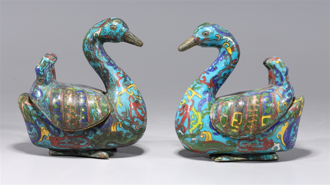 Pair of Chinese cloisonne goose 2ac251