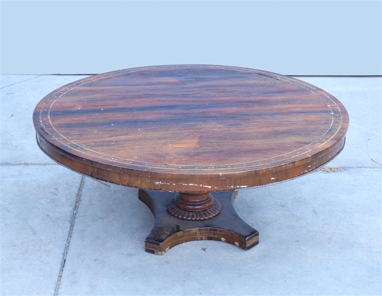 Low circular wood veneer table