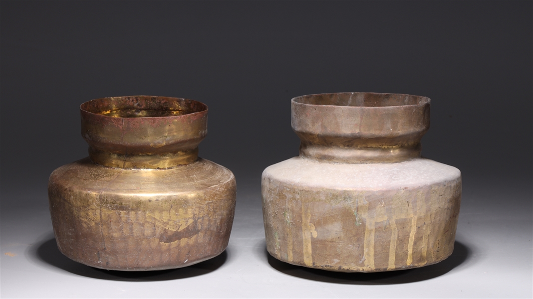 Two antique Indian gilt metal vessels,