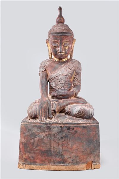 Antique Thai carved wood figure