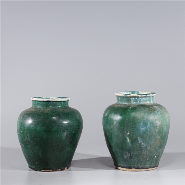 Two Chinese early style green glazed 2ac270