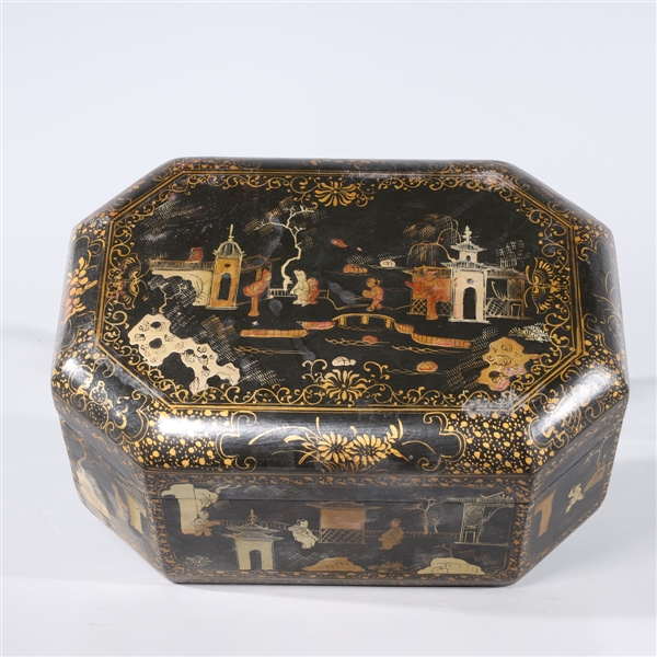 Chinese gilt lacquer eight-sided