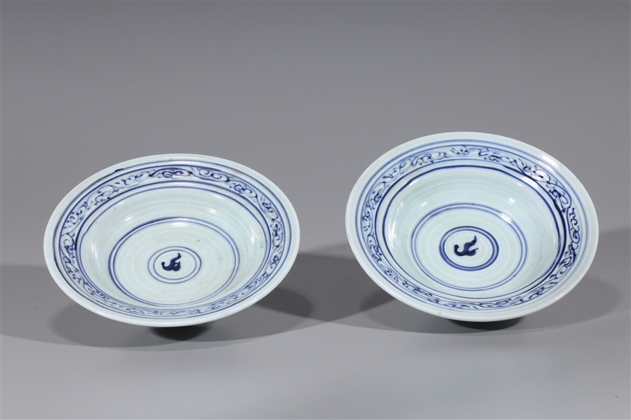 Two blue and white Chinese enameled