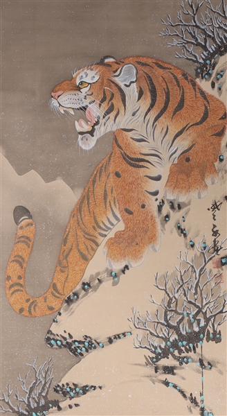 Chinese ink and color on silk painting