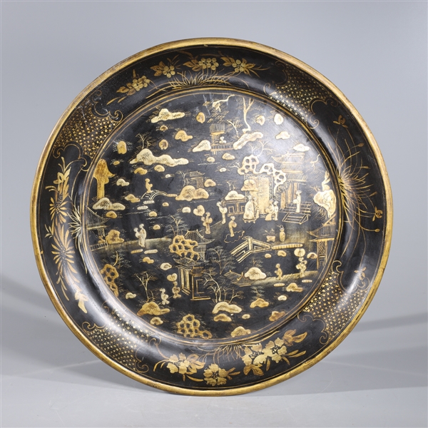 Chinese gilt lacquer wood charger 2ac2f4