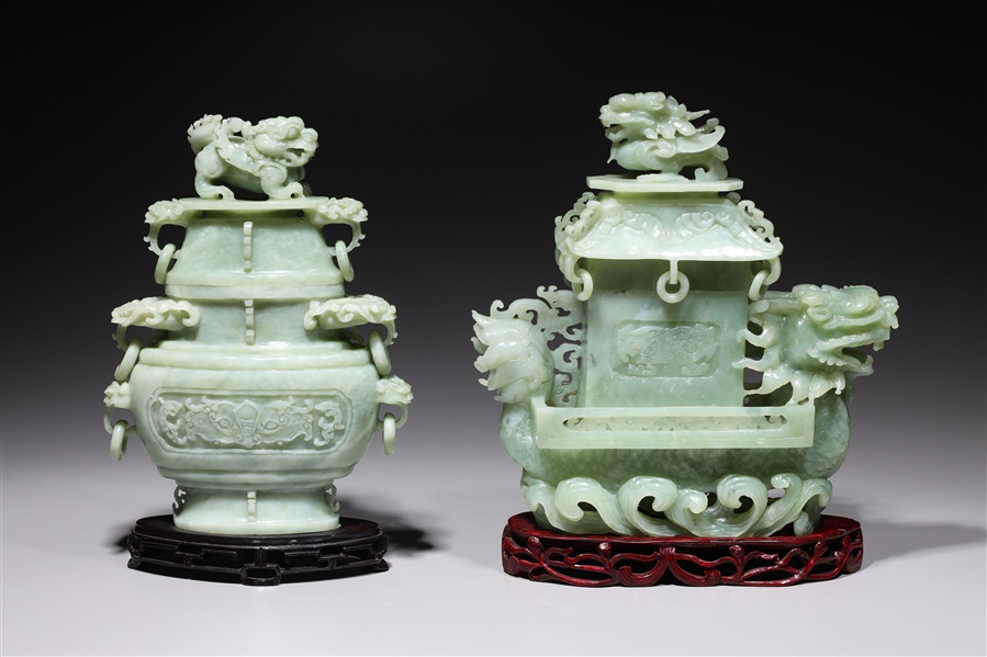 Two Chinese carved hardstone vases,