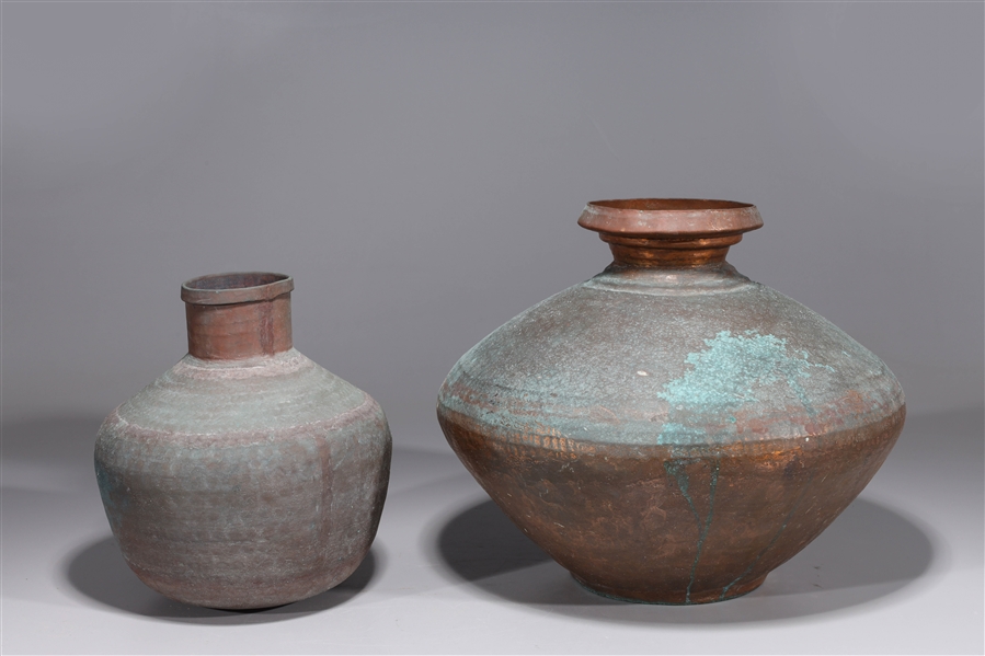 Two antique Persian bronze vessels,
