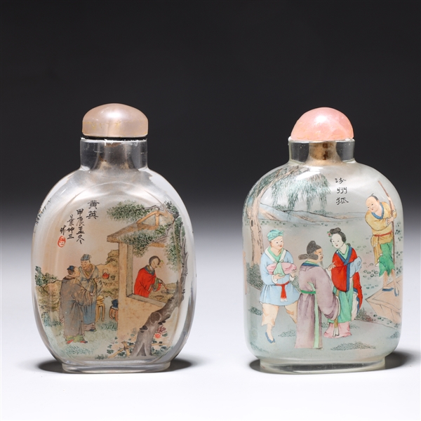 Two Chinese inside painted glass 2ac31c