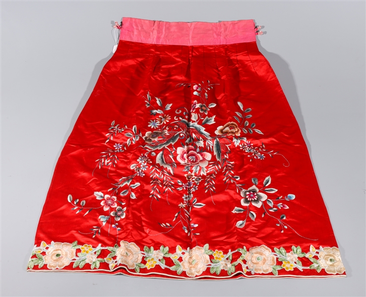 Chinese red silk skirt embroidered