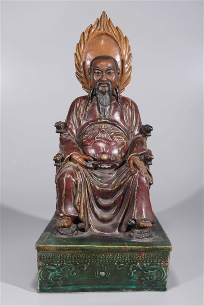 Chinese ceramic seated deity with 2ac332