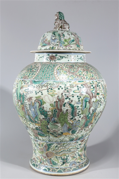 Large Chinese famille verte enameled