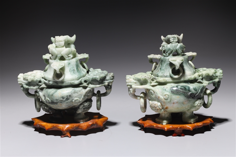Pair of Chinese carved hardstone 2ac35d