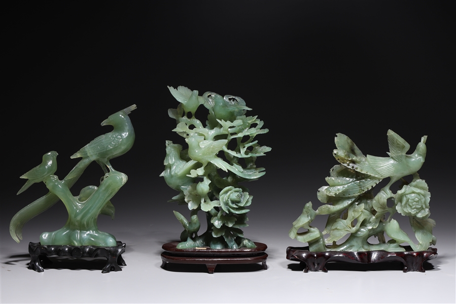 Group of three Chinese carved hardstone