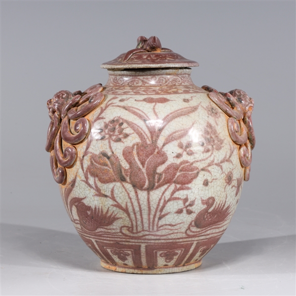Chinese red and white covered porcelain