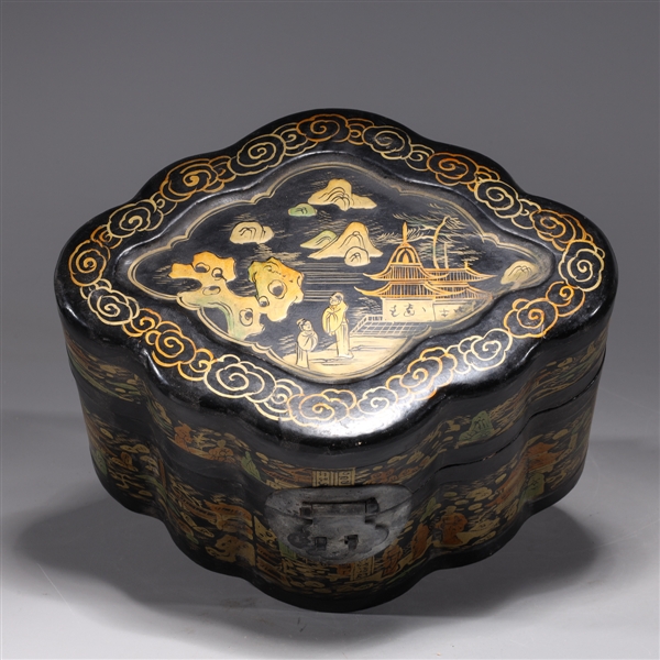 Chinese gilt lacquer diamond-shaped