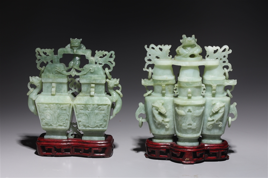 Two Chinese carved hardstone vases,