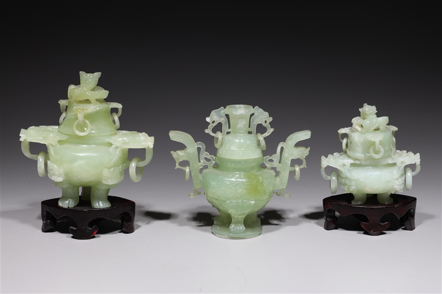 Group of three Chinese carved hardstone 2ac3bb