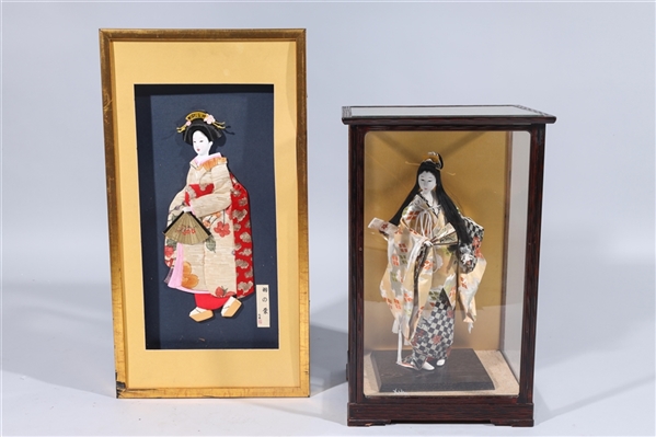 Framed Japanese embroidered silk