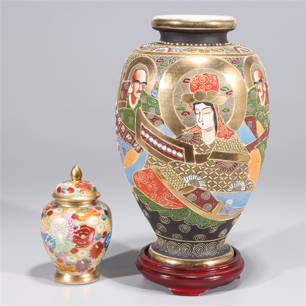 Two Japanese ceramic vases, one
