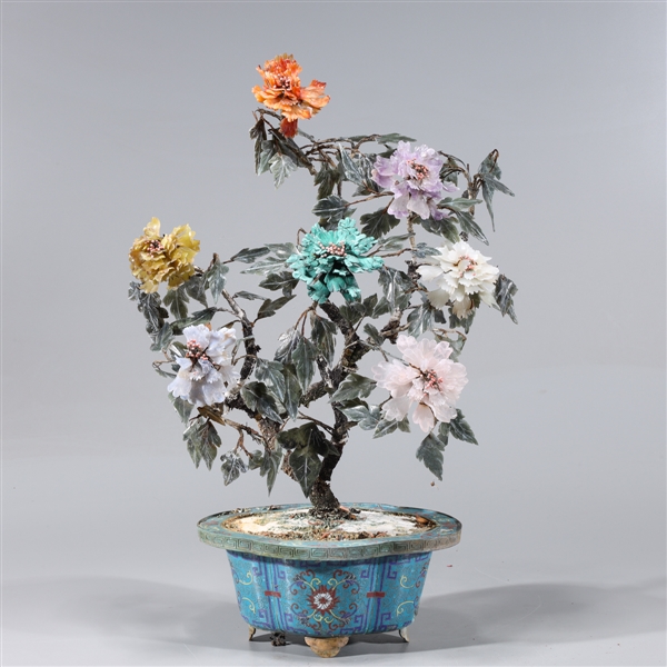 Old Chinese hardstone tree in cloisonne 2ac42b