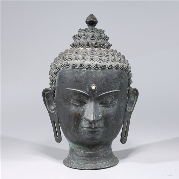 Antique Chinese bronze head of Buddha