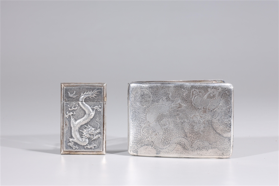 Chinese export silver carved case