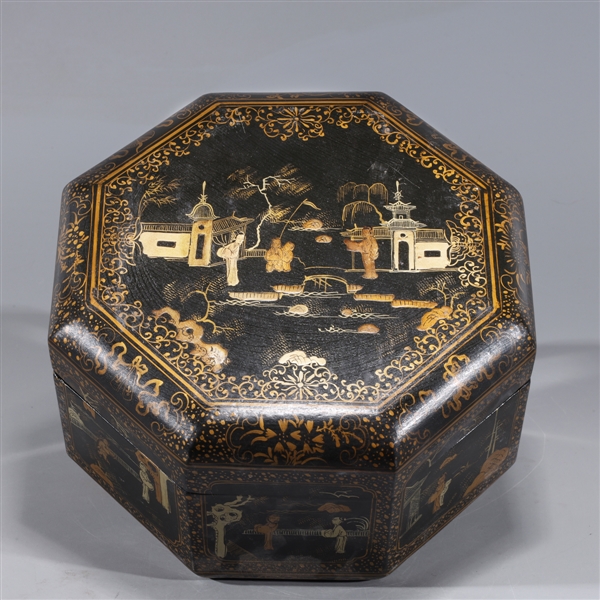 Chinese gilt lacquer octagonal 2ac489