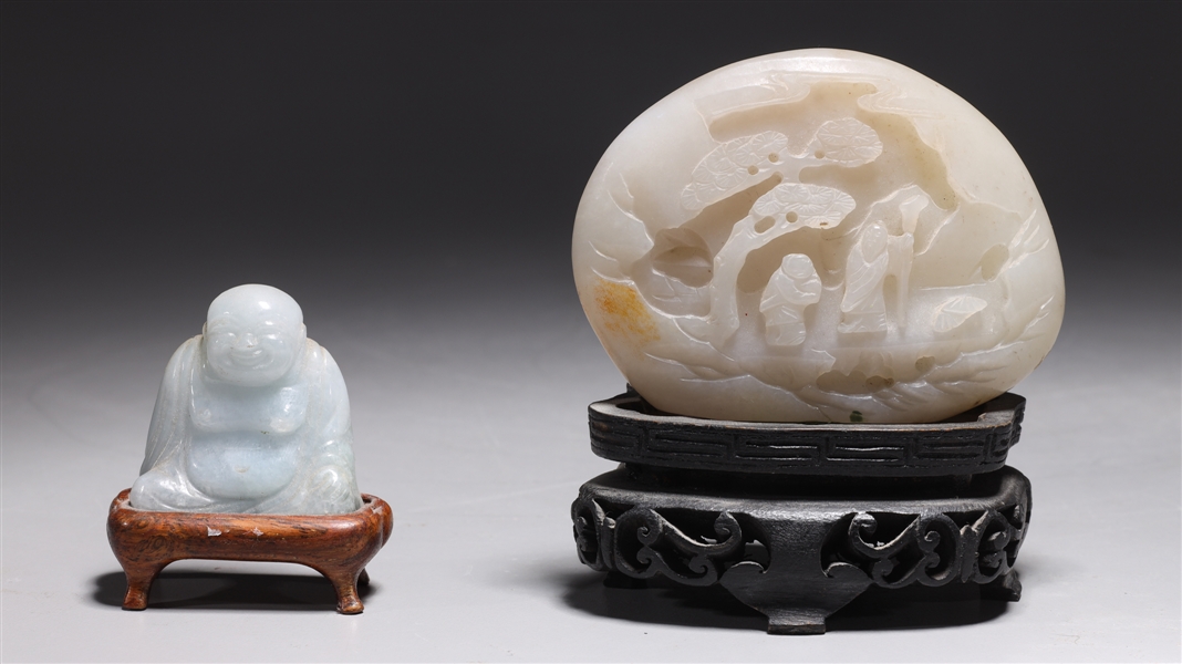Two Chinese jade carvings including