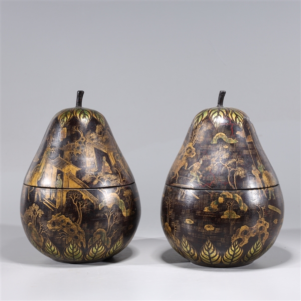 Pair of Chinese gilt lacquer pear form 2ac487