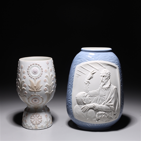 Two vases by Lladro, each hand