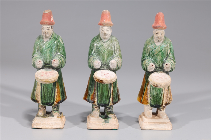 Group of three Chinese green and