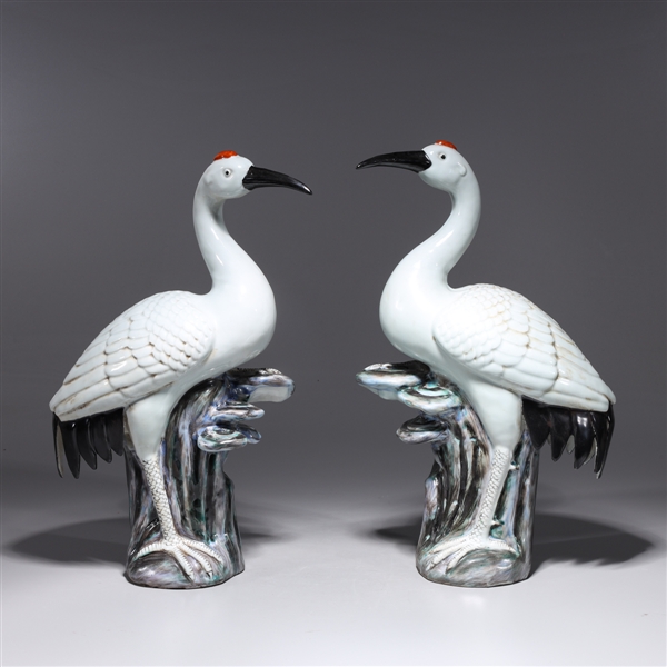 Pair of Chinese porcelain cranes  2ac516