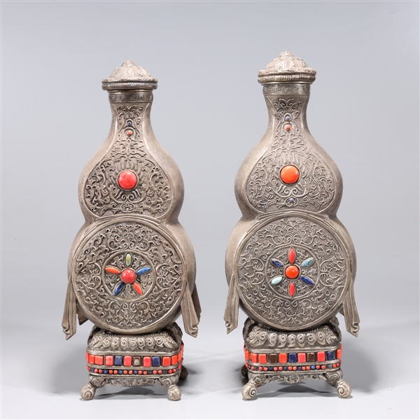 Pair of intricate Chinese brass 2ac54f