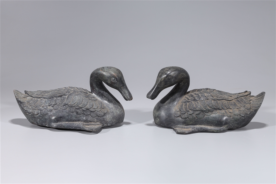 Pair of Chinese bronze ducks heavy 2ac558