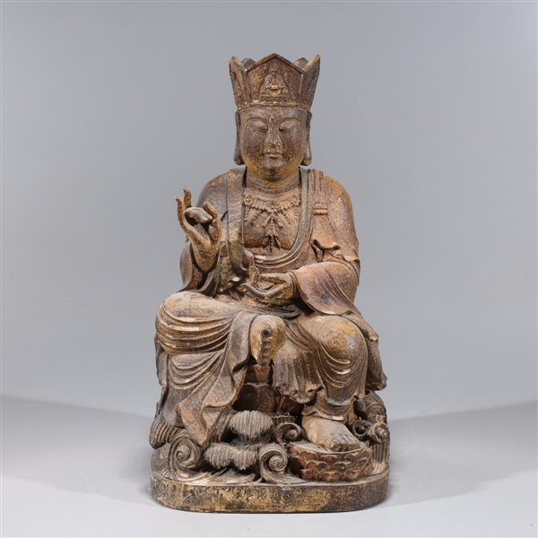 Chinese carved wood seated Guanyin  2ac567