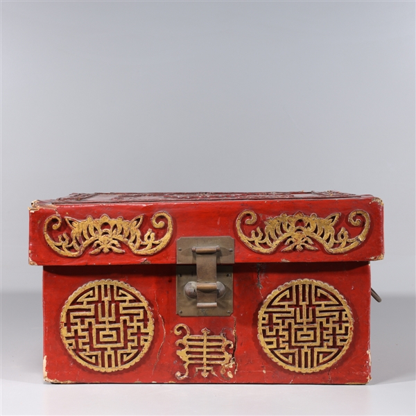 Antique Chinese red lacquer box