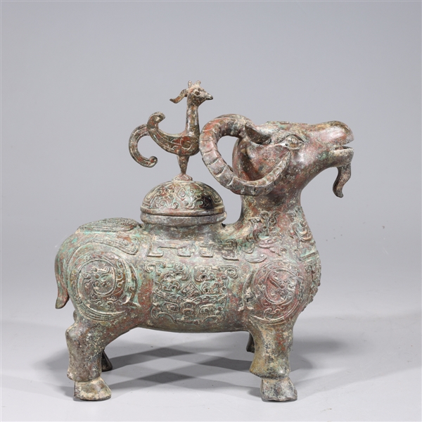 Chinese bronze archaistic ram vessel