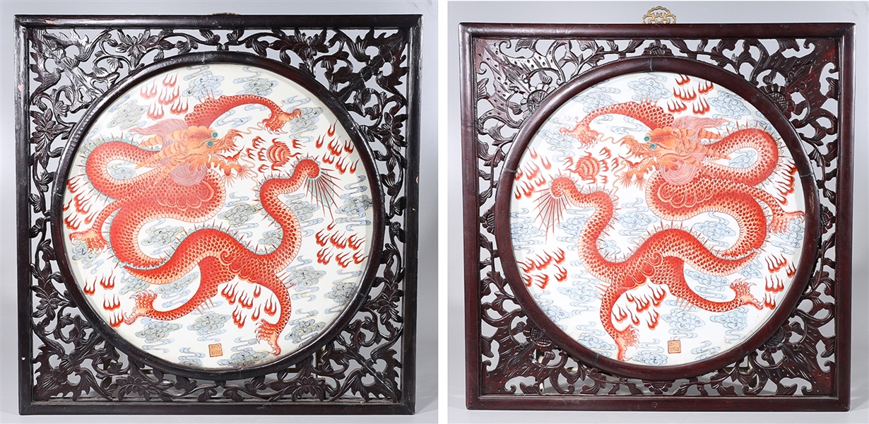 Two Chinese framed porcelain plaques 2ac5a9