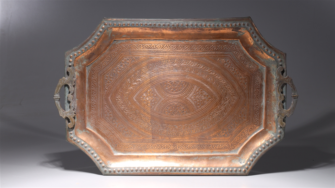 Antique Indian bronze metal tray 2ac5cd
