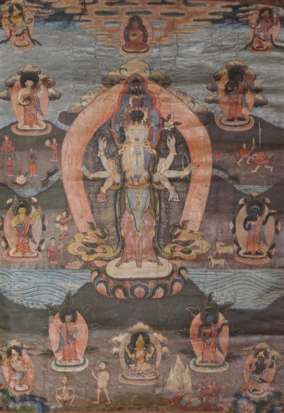 Sino-Tibetan thangka mounted on