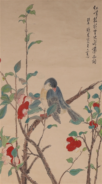 Chinese ink and color bird painting