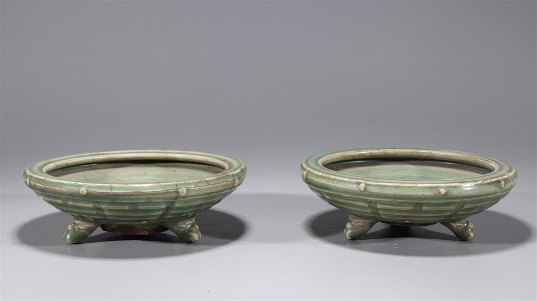 Pair of Chinese celadon glazed