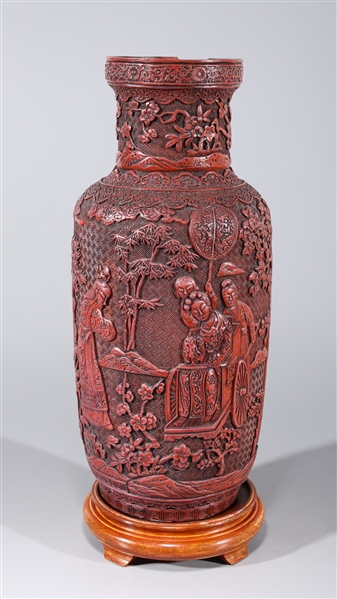 Chinese carved cinnabar rouleau 2ac661