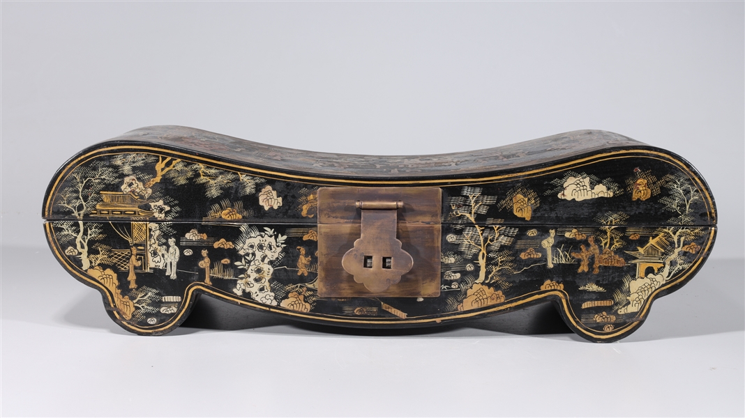 Chinese lacquered pillow form box 2ac666